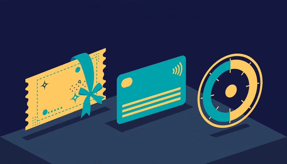 Isometric scene of a bonus coupon, a deposit card