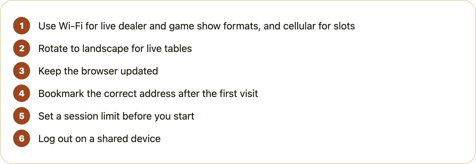 List of simple steps for improving mobile play